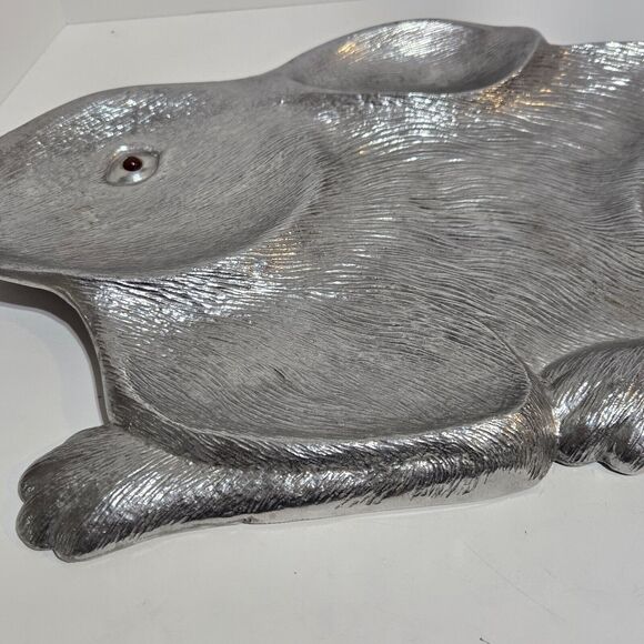 1990 ARTHUR COURT Briar Rabbit Divided 22" Bunny Tray Platter Red Carnelian Eye - Picture 4 of 10